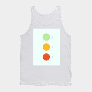 Teacup Traffic Lights Green Yellow And Red Teas On Mint Tank Top